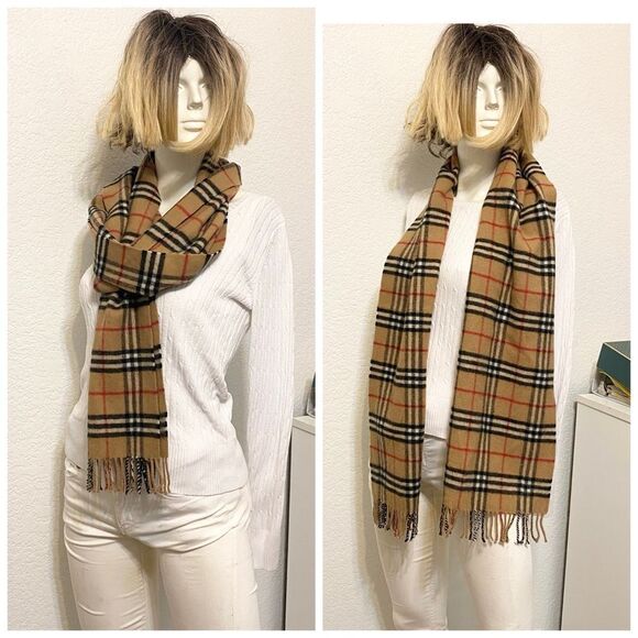 🌺BURBERRY Nova Check Lambswool Scarf Beige - Picture 3 of 10